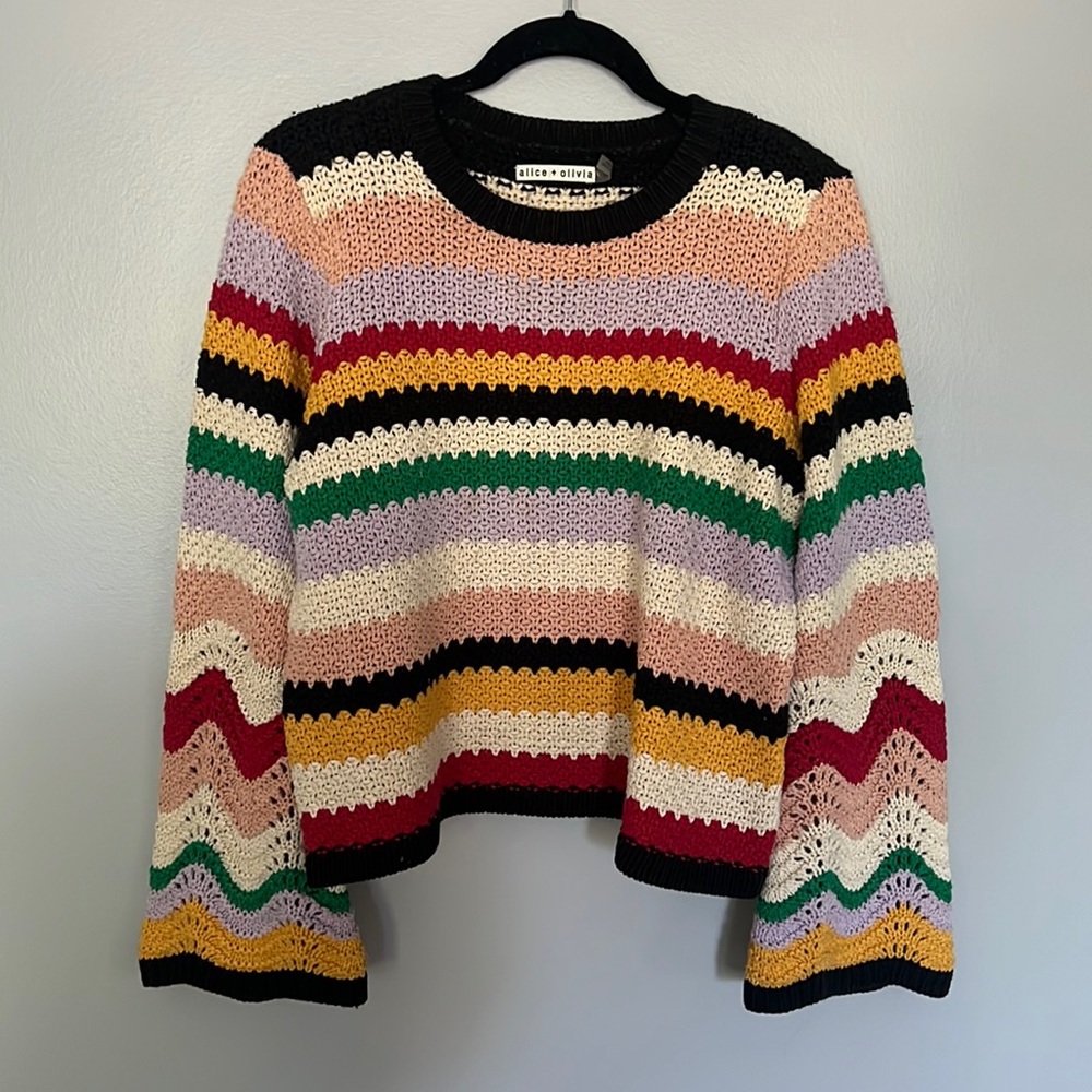 alice + olivia crocheted sweater, sz L